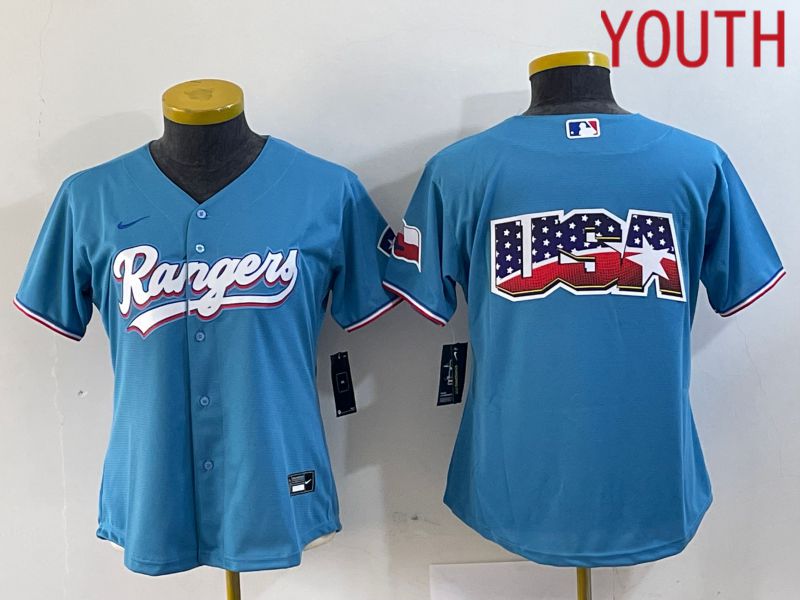 Youth Texas Rangers Blank Blue Game Nike 2024 MLB Jersey style 1